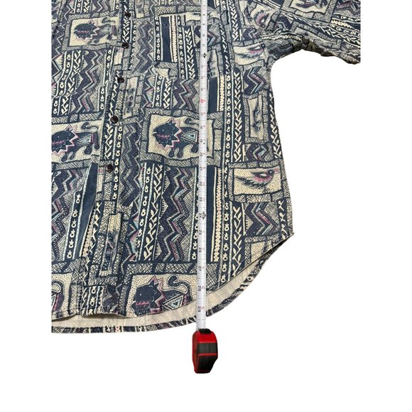 SATURDAYS GEOMETRIC ANIMALS BLUE BUTTON UP SHIRT MENS LARGE | E2 - Picture 6 of 6